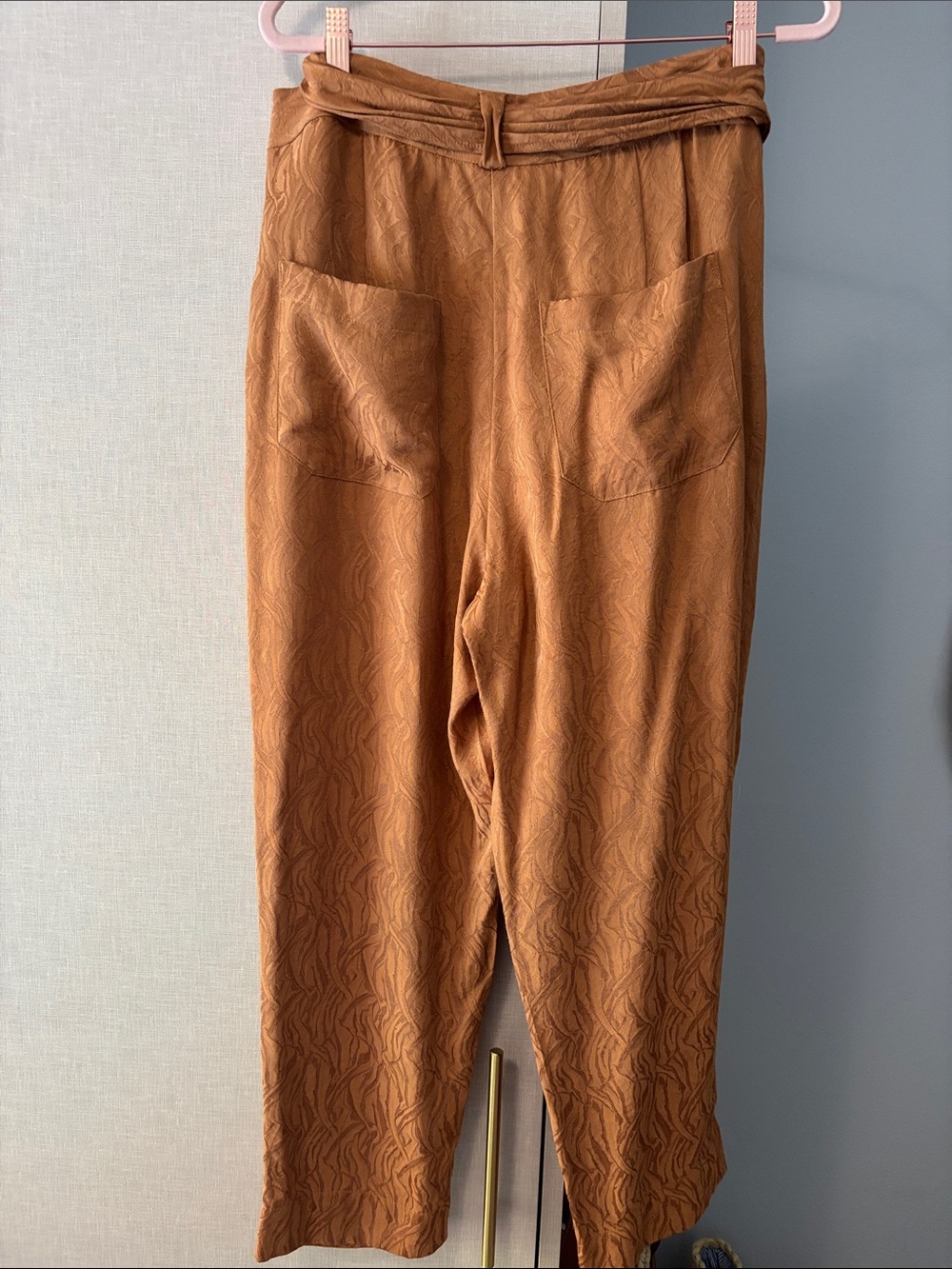High-Rise Tie-Waist Rust Brown Women's pants ( baggy leg fit) - Picture 4 of 6